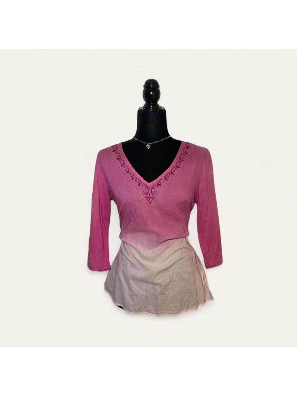 B.U.M. Equipment Pink Ombre Embroidered Top